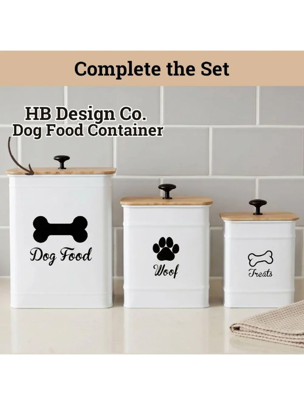 Airtight Dog Treat Container Set of 2 - Durable Metal, Easy Open, Fits 20 Cups